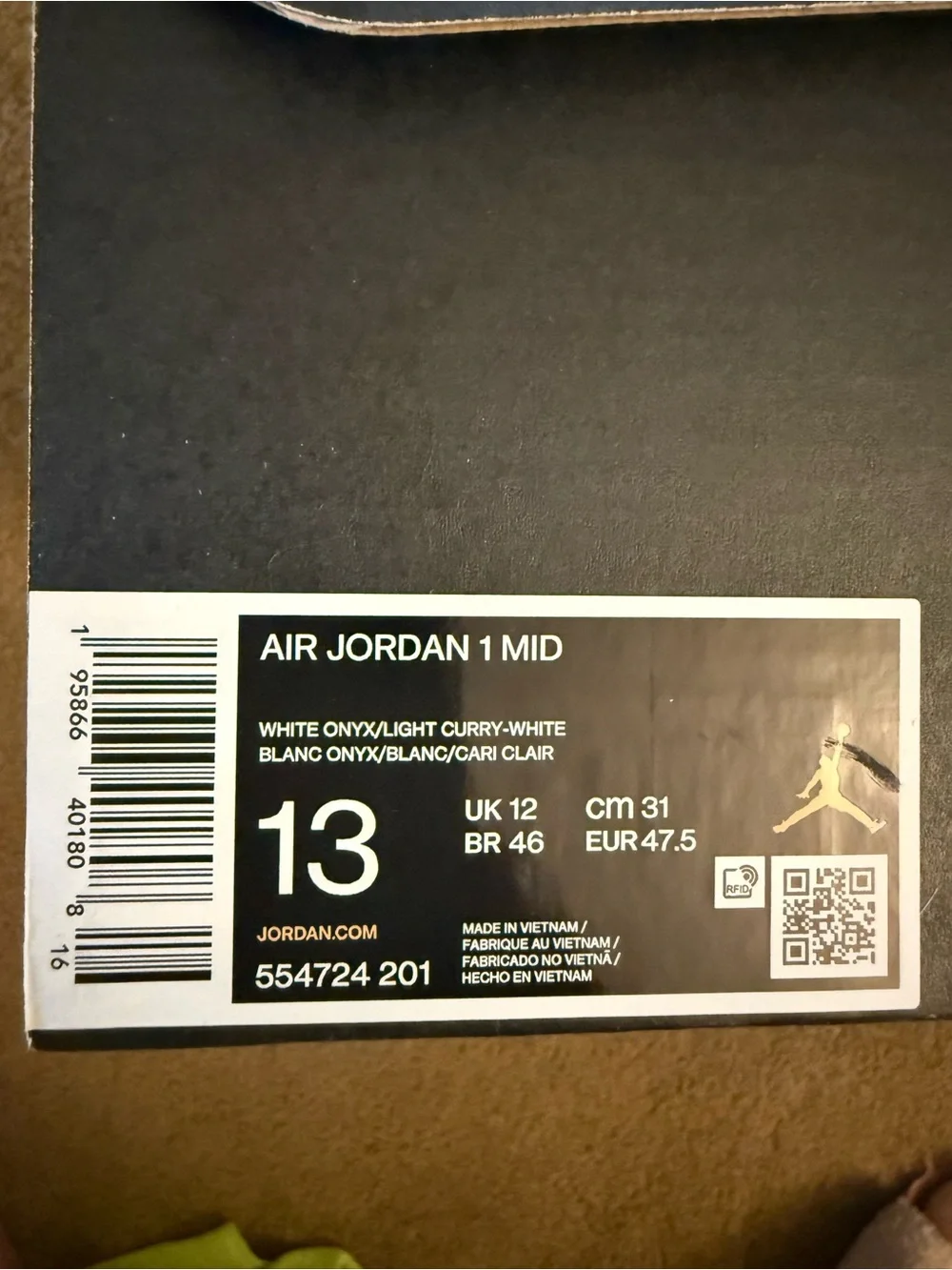 Jordan• 1 Mid in White Onyx, Light Curry, White